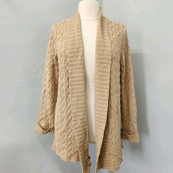 Appleseeds Cardigan Beige Cableknit Boxy XL Cottagecore Boho - Picture 1 of 11